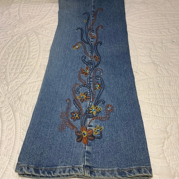 Vintage Y2K Wild Secret Jeans Embroidered Rhinestones Flared Size 11 - Picture 8 of 16